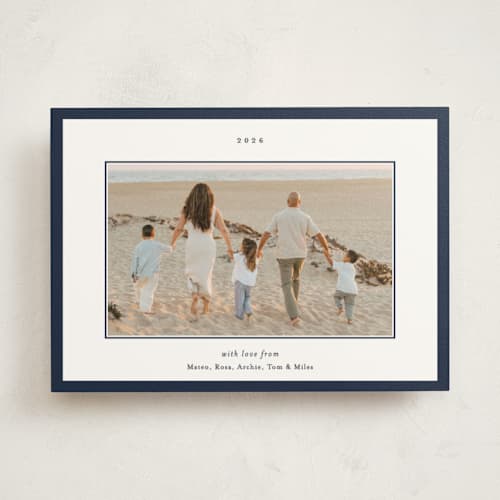 This is a navy photo mount holiday cards with standard by Blustery August called shortbread printing on recycled in photo_mount