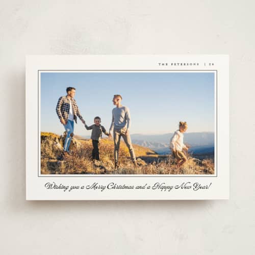This is a midnight photo mount holiday cards with standard by Pati Cascino called serenata printing on recycled in photo_mount