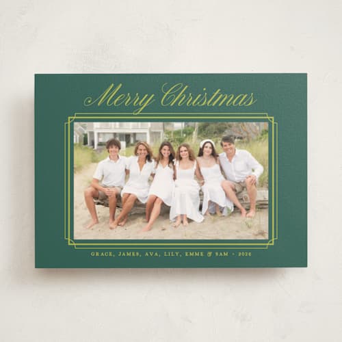 This is a elf shoes photo mount holiday cards with standard by Alston Foster called bright merry printing on recycled in photo_mount