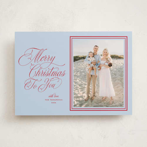 This is a blue jay photo mount holiday cards with standard by Ashlee Townsend called charleston printing on recycled in photo_mount