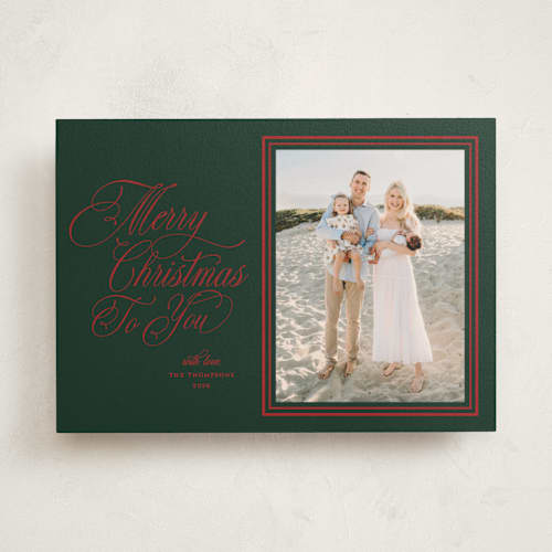 This is a elf photo mount holiday cards with standard by Ashlee Townsend called charleston printing on recycled in photo_mount