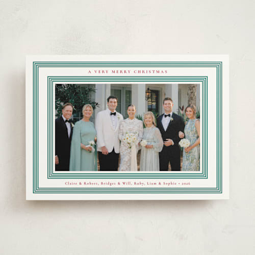 This is a emerald photo mount holiday cards with standard by Alston Foster called very merry frame printing on recycled in photo_mount