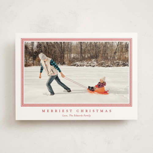This is a cherry photo mount holiday cards with standard by Carolyn MacLaren called tailored chic frame printing on recycled in photo_mount