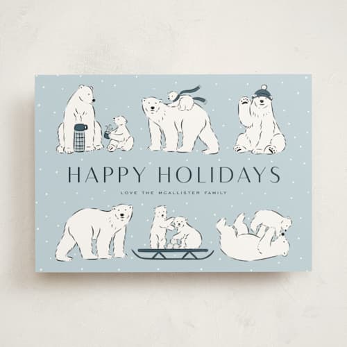 This is a glacier non photo holiday cards with standard by Lauren Jinhee called polar parade printing on signature in standard