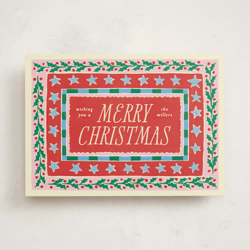 This is a peppermint non photo holiday cards with standard by Pati Cascino called hollis printing on signature in standard
