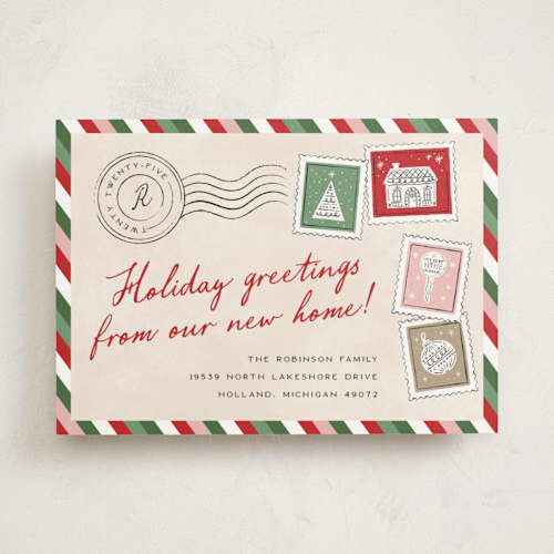 This is a holly jolly non photo holiday cards with standard by Pixel and Hank called new holiday home printing on signature in standard