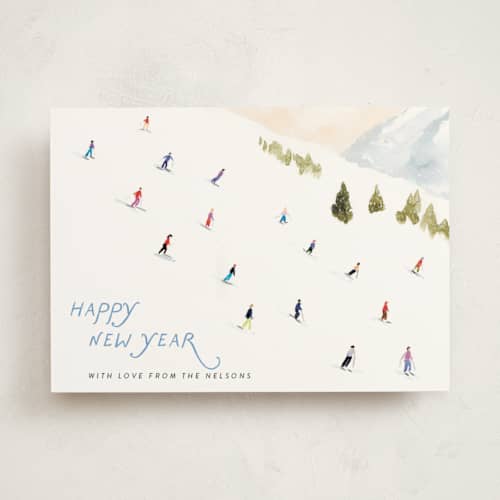This is a snow non photo holiday cards with standard by Lindsay Megahed called tis the skison printing on signature in standard
