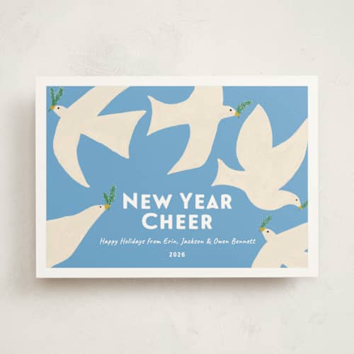 This is a sky non photo holiday cards with standard by Erika Firm called california doves printing on signature in standard