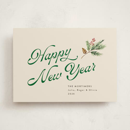 This is a vanilla non photo holiday cards with standard by Erika Firm called vanilla pine printing on signature in standard