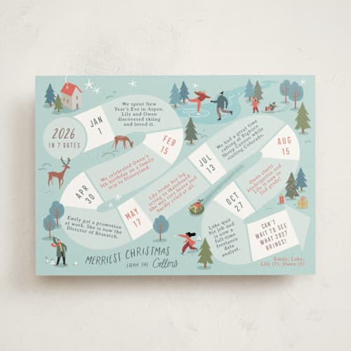 This is a frozen lake non photo holiday cards with standard by Leia Matt called family adventures printing on signature in standard
