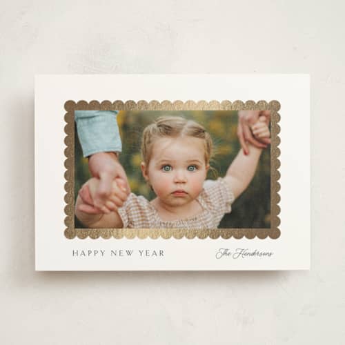 This is a snow photo mount holiday cards with foil pressed by Kaydi Bishop called coquille printing on recycled in photo_mount