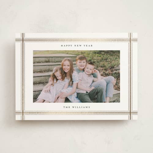 This is a snow photo mount holiday cards with foil pressed by Robert and Stella called kensington printing on recycled in photo_mount