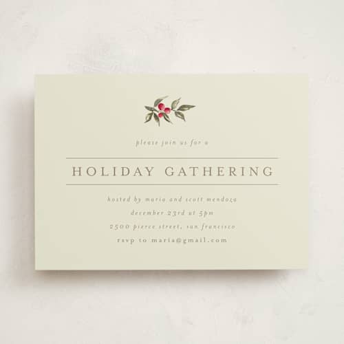 This is a linen holiday party invitations with standard by Chris Griffith called holiday classic printing on signature in standard