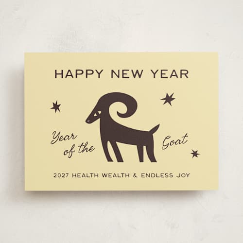 This is a buttercream chinese new year cards with standard by Ani Somi called the goat printing on signature in standard