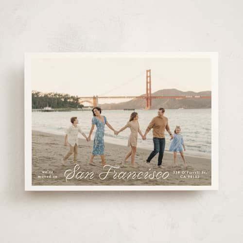 This is a winter moving announcements with standard by Sherley Ferreira called a new home! printing on signature in standard