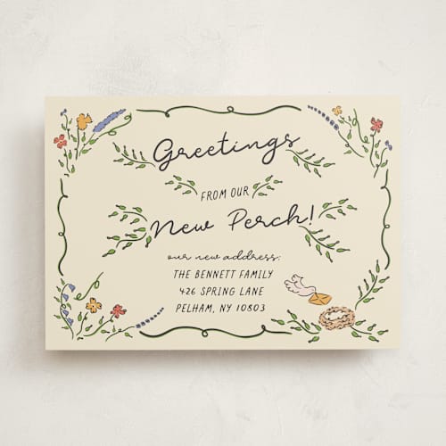 This is a black dahlia moving announcements with standard by Sarah Rosenthal called new perch greetings printing on signature in standard