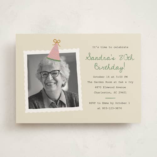 This is a confetti party invitations with standard by Kercia Jane called birthday snapshot printing on signature in standard