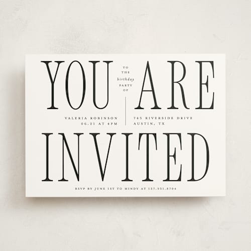 This is a diamond party invitations with standard by Claudia Orengo called invited printing on signature in standard