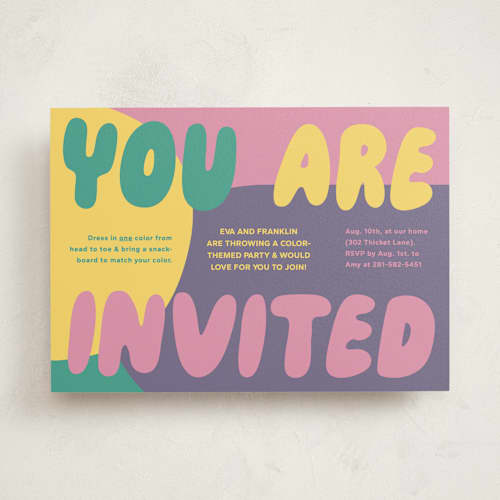 This is a rainbow party invitations with standard by Kristin Oliversen called colorful party printing on signature in standard
