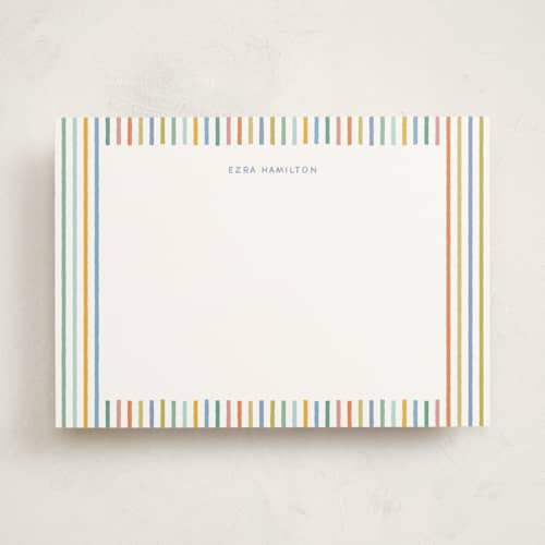 This is a pastel personalized stationery thank you cards with standard by taylorVdesign called cheerful stripes printing on signature in 5x7