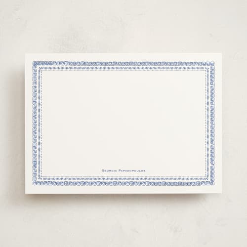 This is a sea personalized stationery thank you cards with standard by Camille Pearson called a greek odyssey printing on signature in 5x7