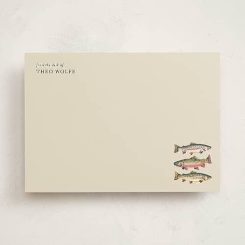 This is a wildflower personalized stationery thank you cards with standard by Townsend Majors called artful angler printing on signature in 5x7