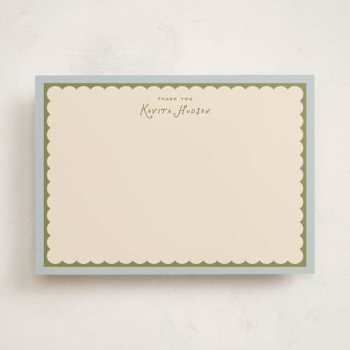 This is a ocean personalized stationery thank you cards with standard by Creo Study called parfait printing on signature in 5x7