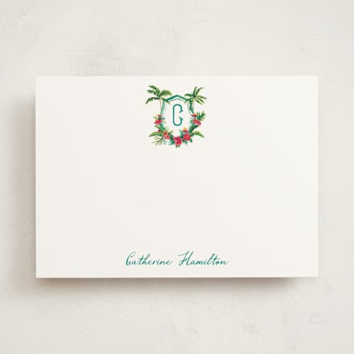 This is a palm personalized stationery thank you cards with standard by Jenna Holcomb called st. barts crest printing on signature in 5x7