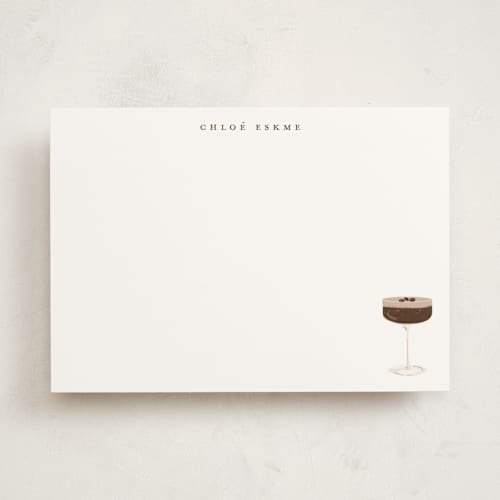 This is a chocolate personalized stationery thank you cards with standard by Baumbirdy called espresso martini printing on signature in 5x7