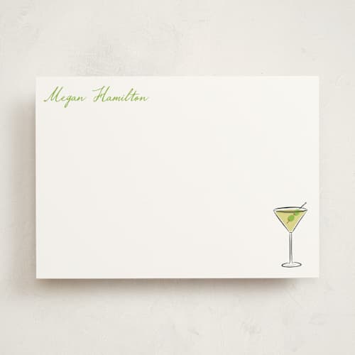 This is a lime personalized stationery thank you cards with standard by chocomocacino called martini printing on signature in 5x7