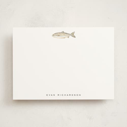 This is a fog personalized stationery thank you cards with standard by Petra Kern called fish printing on signature in 5x7