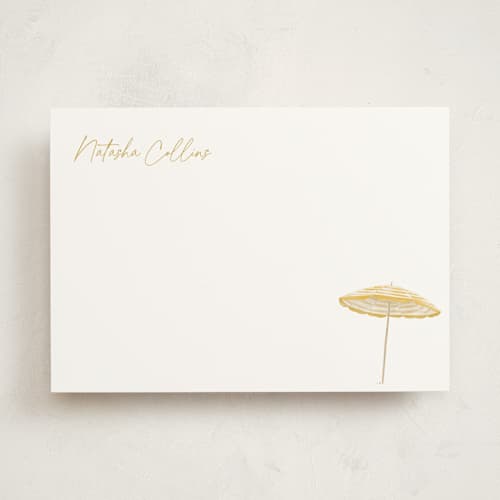 This is a lemon personalized stationery thank you cards with standard by Jenna Holcomb called beach umbrella printing on signature in 5x7
