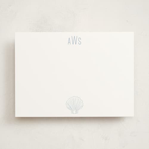 This is a shell personalized stationery thank you cards with standard by Shiny Penny Studio called seashell printing on signature in 5x7