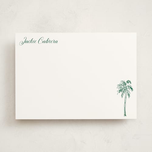 This is a palm personalized stationery thank you cards with standard by Cass Loh called palm tree printing on signature in 5x7