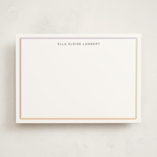This is a pastel personalized stationery thank you cards with standard by Stephanie Heinrich Godbout called modern colorful border printing on signature in 5x7