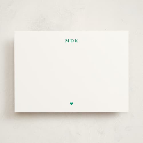 This is a grass personalized stationery thank you cards with standard by mo kelley called a little heart printing on signature in 5x7