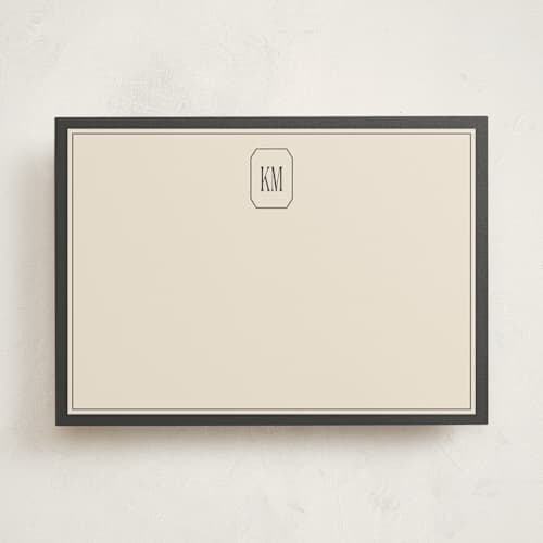 This is a noir personalized stationery thank you cards with standard by Creo Study called formal initials printing on signature in 5x7