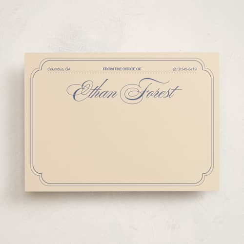 This is a cream personalized stationery thank you cards with standard by Abby Fabrizio called from the office vintage printing on signature in 5x7