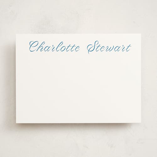 This is a cobalt personalized stationery thank you cards with standard by Megan Davis called blue ribbon printing on signature in 5x7