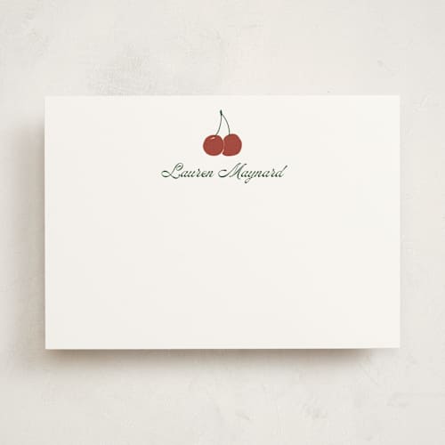 This is a cherry personalized stationery thank you cards with standard by Inkblot Design called cheery cherry printing on signature in 5x7