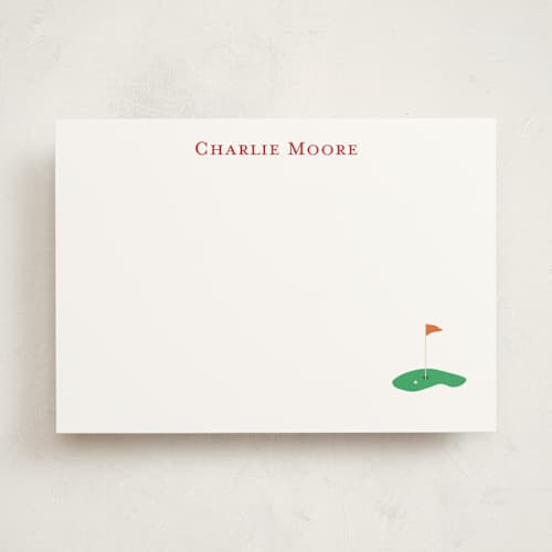 This is a grass personalized stationery thank you cards with standard by Ellen Schlegelmilch called sportsy golf printing on signature in 5x7