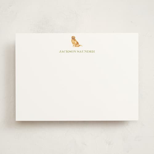 This is a clover personalized stationery thank you cards with standard by Sarah Knight called golden retriever printing on signature in 5x7