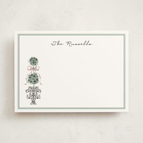 This is a forest personalized stationery thank you cards with standard by Jackie Crawford called hand illustrated topiary printing on signature in 5x7