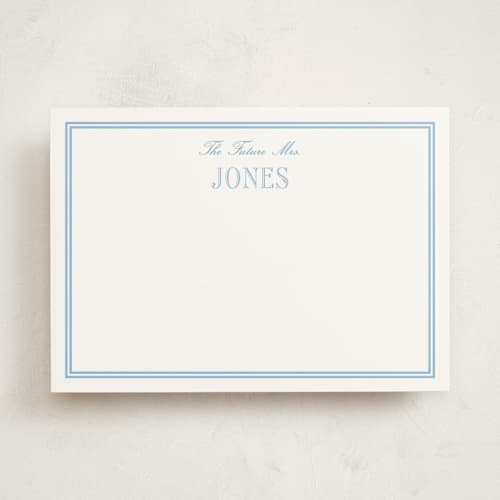 This is a sky blue personalized stationery thank you cards with standard by Megan Davis called cheseapeake printing on signature in 5x7
