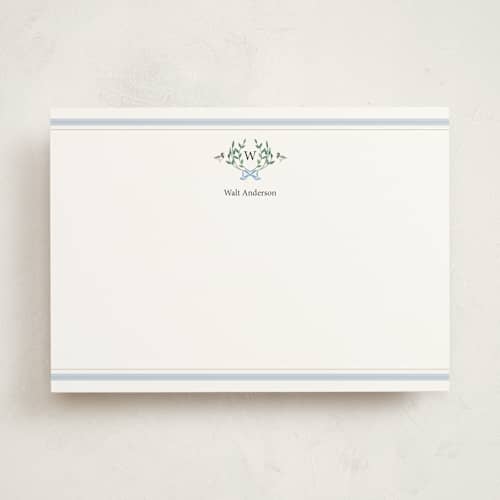 This is a powder personalized stationery thank you cards with standard by Rebecca Marchese called southern mallard duck printing on signature in 5x7