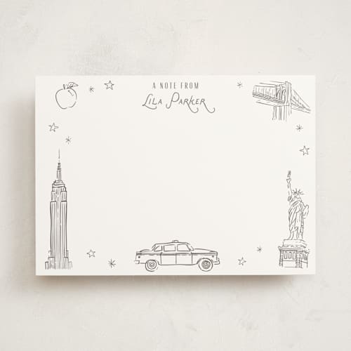 This is a haze personalized stationery thank you cards with standard by Sarah Curry called iconic nyc printing on signature in 5x7
