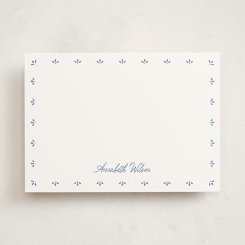This is a powder blue personalized stationery thank you cards with standard by Erin L. Wilson called somerset eyelet printing on signature in 5x7