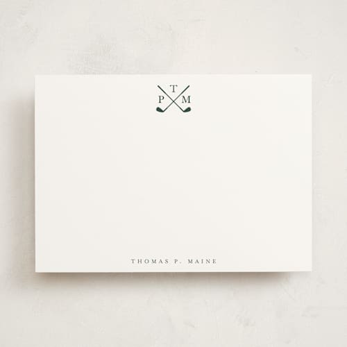 This is a forest personalized stationery thank you cards with standard by Stacey Meacham called golf pro monogram printing on signature in 5x7