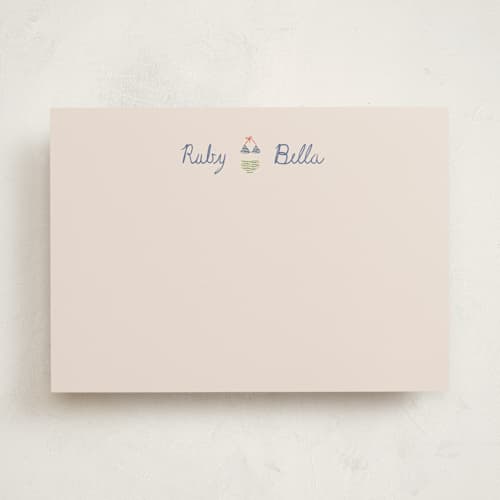 This is a denim personalized stationery thank you cards with standard by Aviva Atri called tini bikini printing on signature in 5x7