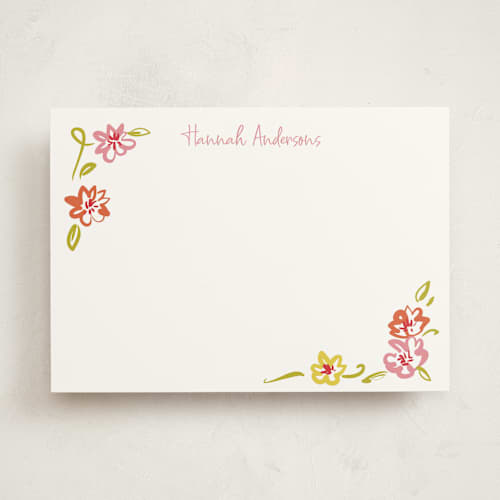 This is a sugar personalized stationery thank you cards with standard by samovilka called pinkorangeflorals printing on signature in 5x7